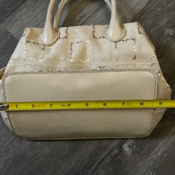 🧡3/15 LizClaiborne Cream Canvas Handbag Gold-Tone Zipper Pull - Picture 8 of 12